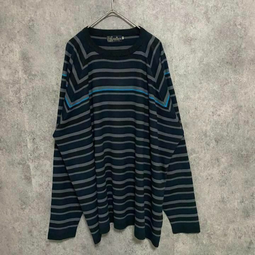 VINTAGE(ヴィンテージ)の90s vintage ボーダー　デザインニット　メンズ　XXL 古着　Y2 メンズのトップス(ニット/セーター)の商品写真