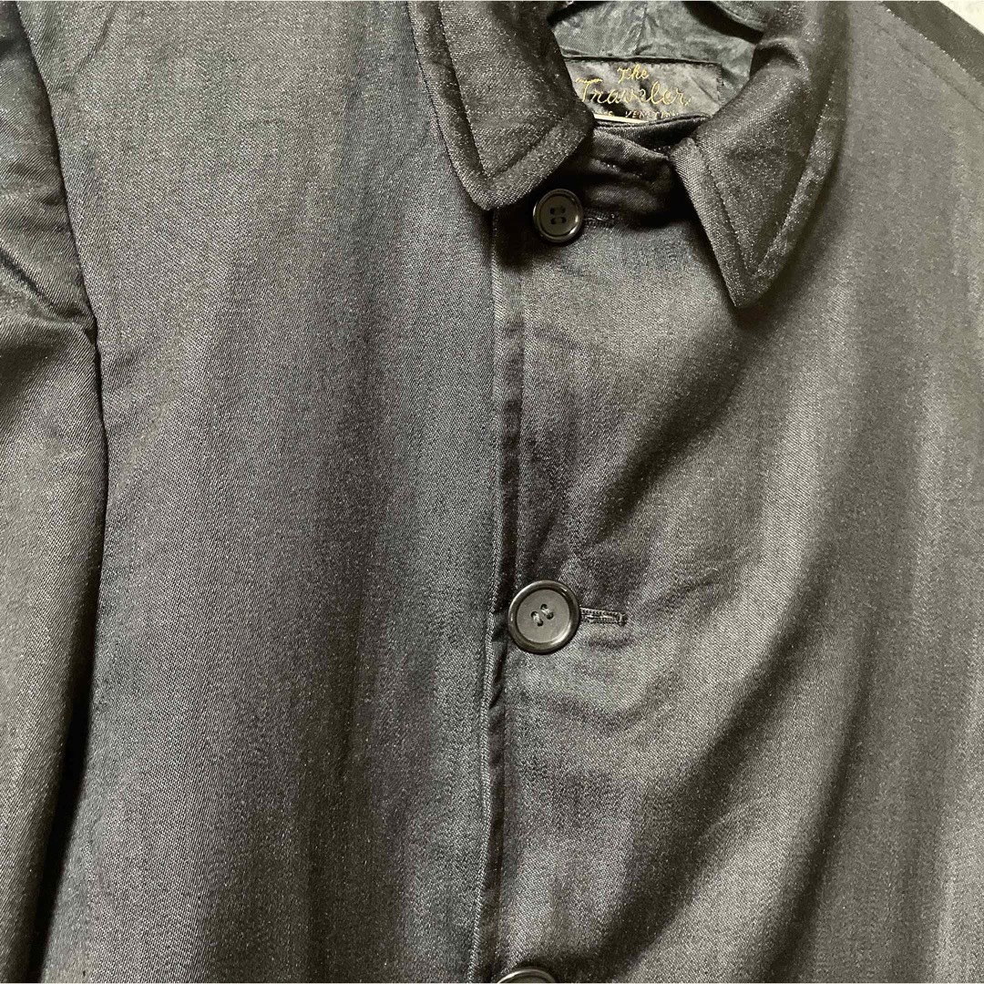 Ameri VINTAGE(アメリヴィンテージ)のステンカラーコート　Lサイズ　ブラック　黒　無地　USA古着　Vintage メンズのジャケット/アウター(ステンカラーコート)の商品写真