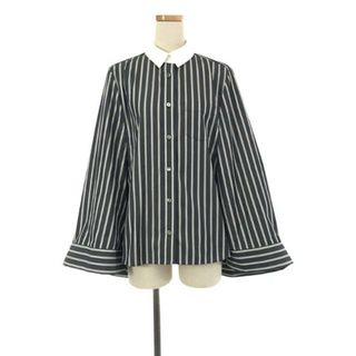 サカイ(sacai)の【美品】  sacai / サカイ | ポンチョライク ボリュームストライプシャツ | 1 | グレー | レディース(シャツ/ブラウス(長袖/七分))