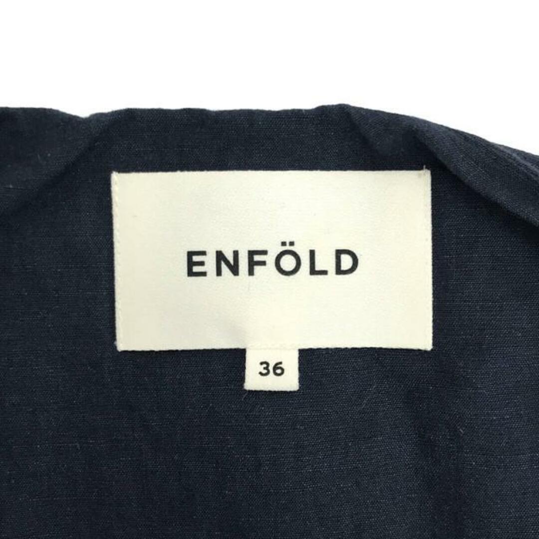 ENFOLD(エンフォルド)のENFOLD / エンフォルド | ペーパーリネンノーカラーコート | 36 | ネイビー | レディース レディースのジャケット/アウター(その他)の商品写真