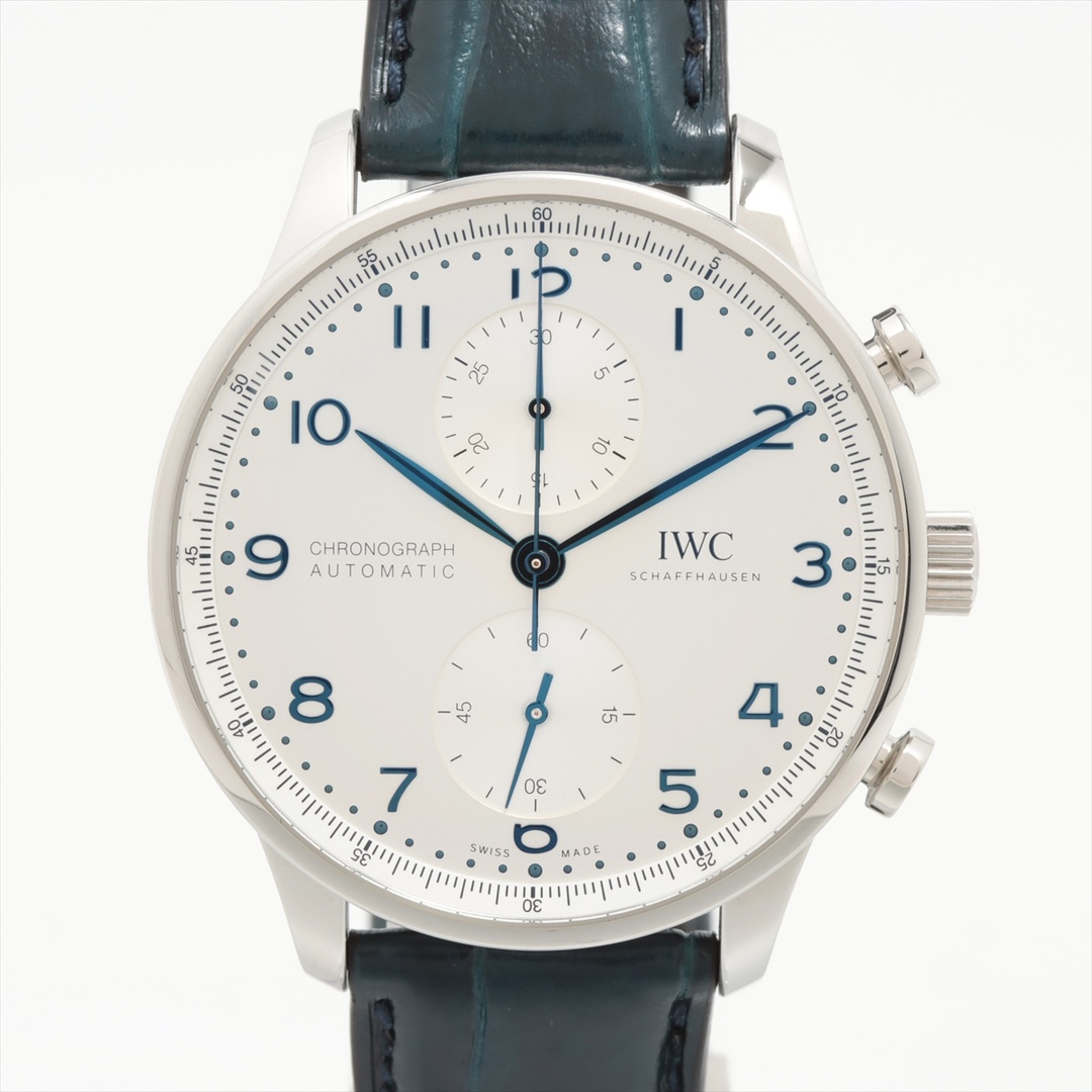 42ケースサイズ横IWC ポルトギーゼ クロノグラフ SS×革   メンズ 腕時計