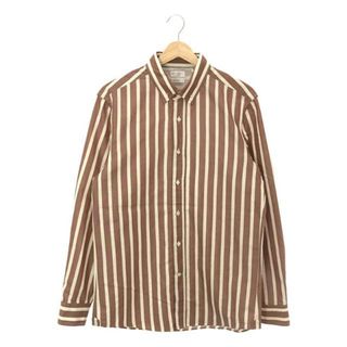 ブルネロクチネリ(BRUNELLO CUCINELLI)の【美品】  BRUNELLO CUCINELLI / ブルネロクチネリ | コットン ストライプ ボタンダウンシャツ | M | ホワイト/ブラウン | メンズ(Tシャツ/カットソー(七分/長袖))