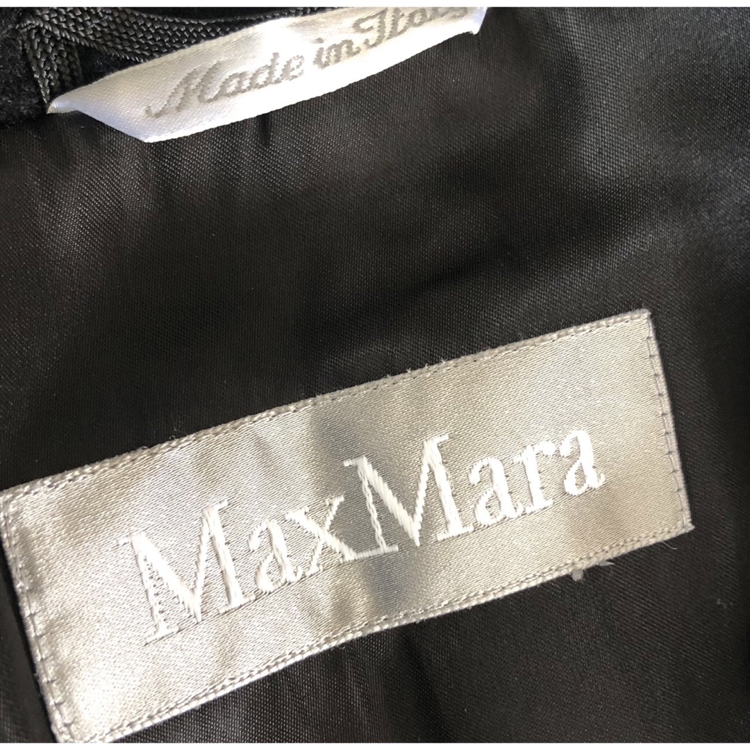 Max Mara(マックスマーラ)の【マックスマーラ】ウールべルテッドコート　ブラック黒銀タグ レディースのジャケット/アウター(ロングコート)の商品写真