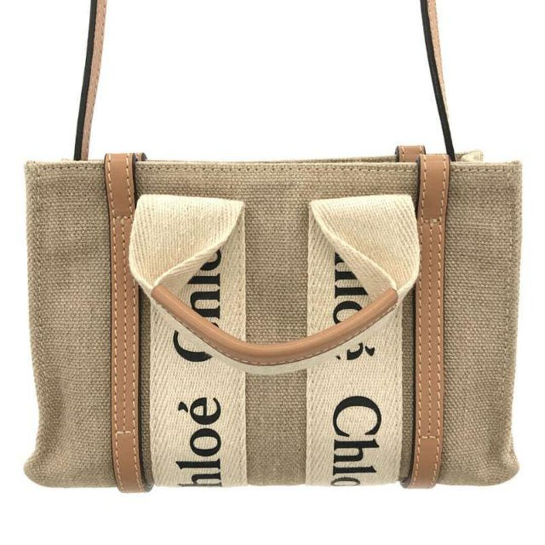 Chloe(クロエ)の【美品】  Chloe / クロエ | Woody mini / 2way ショルダー付き ウッディ ミニ レザー切替 ハンドバッグ | ベージュ | レディース レディースのバッグ(ショルダーバッグ)の商品写真