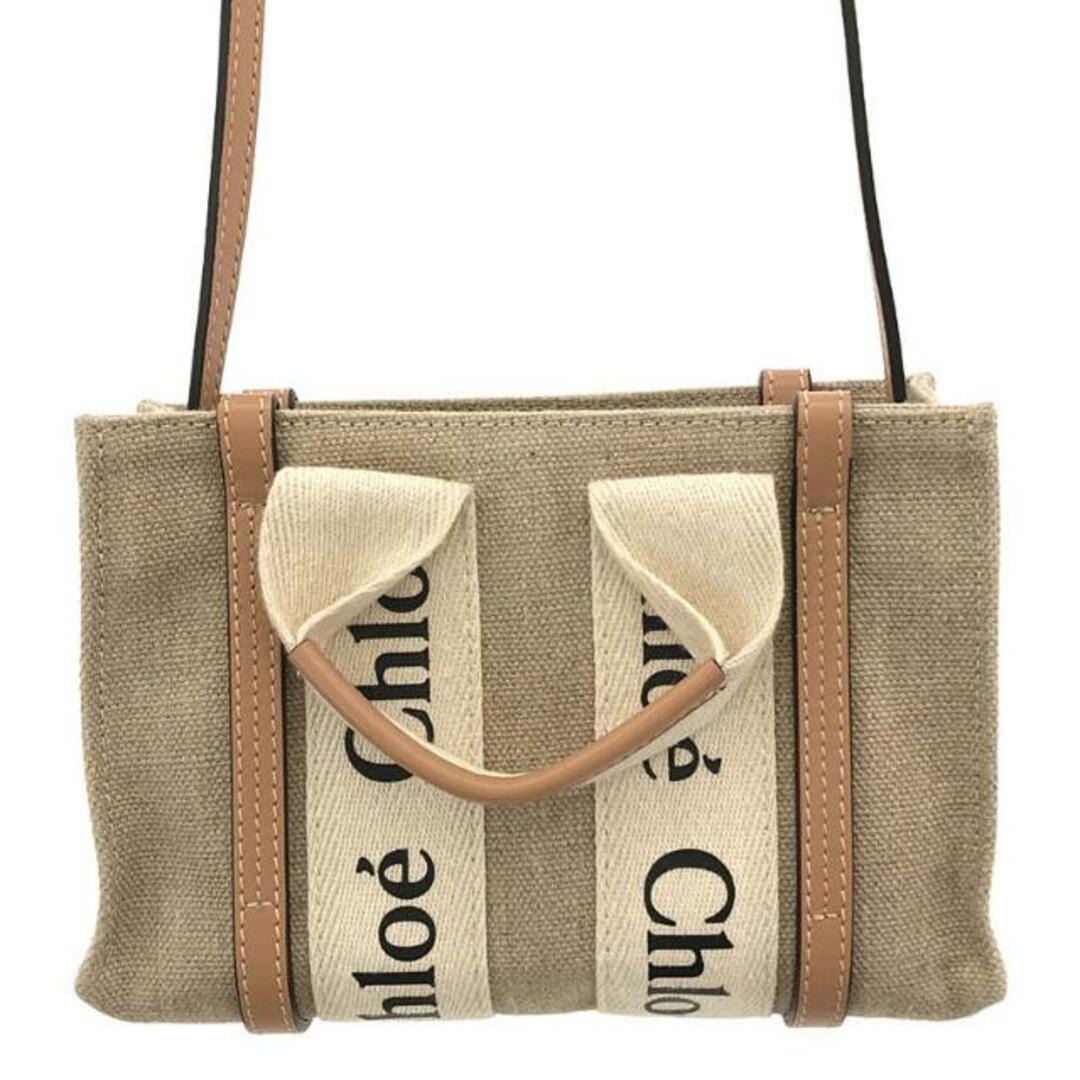 Chloe(クロエ)の【美品】  Chloe / クロエ | Woody mini / 2way ショルダー付き ウッディ ミニ レザー切替 ハンドバッグ | ベージュ | レディース レディースのバッグ(ショルダーバッグ)の商品写真