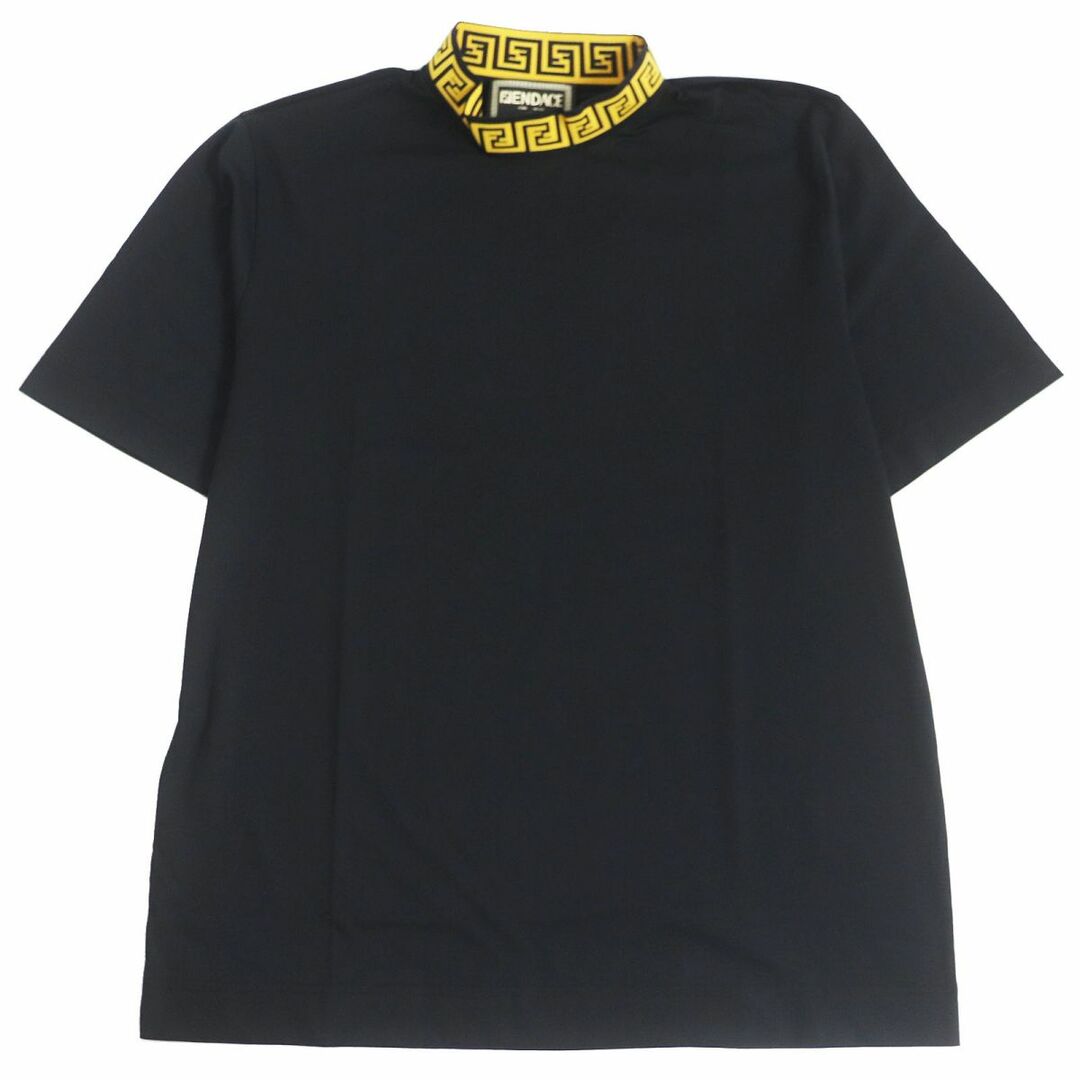 未使用品□22SS フェンディ×ヴェルサーチ FENDACE FY1088 ズッカ FFロゴ モックネック 半袖Tシャツ/カットソー 黒 XXL イタリア製 正規品31cm首回り