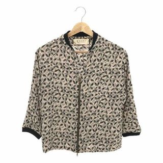 マルニ(Marni)のMARNI / マルニ | シルク 総柄 ジップアップ リブ トップス | 38 | ピンク系 | レディース(シャツ/ブラウス(長袖/七分))