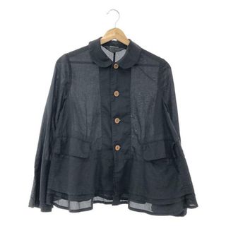 コムデギャルソンコムデギャルソン(COMME des GARCONS COMME des GARCONS)のCOMME des GARCONS COMME des GARCONS / コムコム | 2016SS | 製品染め ポリエステル 丸襟 レイヤード 袖 裾 ジャケット | XS | ブラック | レディース(その他)