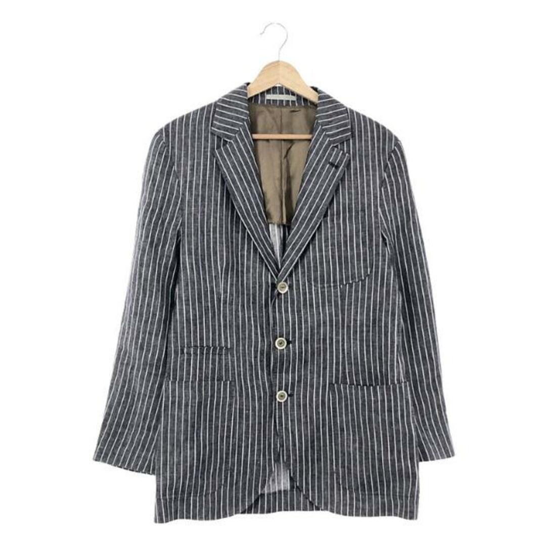 BRUNELLO CUCINELLI(ブルネロクチネリ)の【美品】  BRUNELLO CUCINELLI / ブルネロクチネリ | ストライプ 3B テーラードジャケット | 44 | ネイビー系 | メンズ メンズのジャケット/アウター(その他)の商品写真