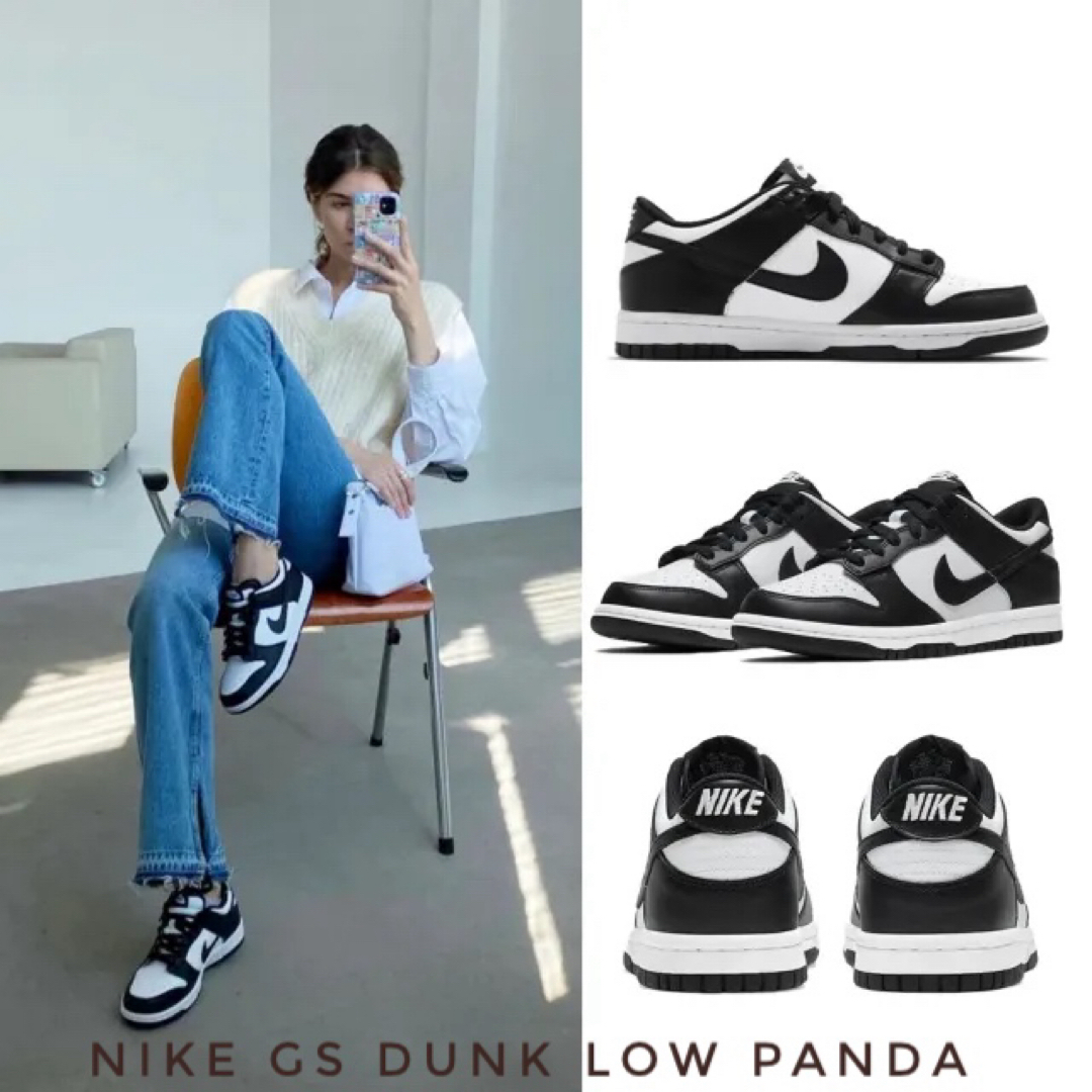 NIKE(ナイキ)のラスト22.5◆NIKE DUNK LOW  GS ナイキ ダンク ロー パンダ レディースの靴/シューズ(スニーカー)の商品写真