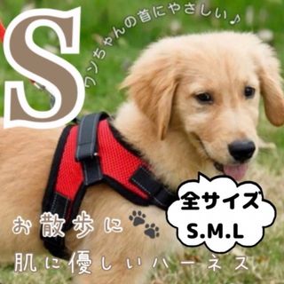 Sサイズ ハーネス 犬用品 レッド 赤 犬服 ペット服 胴輪 新品 簡単着脱(リード/首輪)