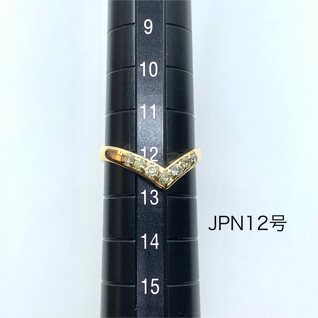 K18 Vラインダイヤモンドリング 0.30ct 12号