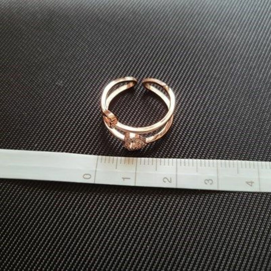 リング 指輪 ハート 中空き ピンクゴールド フリーサイズ  #C818-8 レディースのアクセサリー(リング(指輪))の商品写真