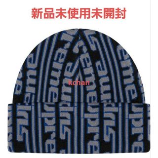 シュプリーム(Supreme)の0　完売品　Supreme Vertical Logo Beanie 黒 青(ニット帽/ビーニー)