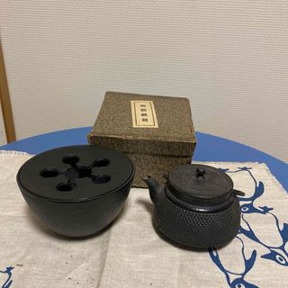 ナンブテッキ(南部鉄器)の南部鉄器鉄瓶急須＆茶こぼしセット(金属工芸)