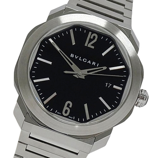 ブルガリ(BVLGARI)のブルガリ BVLGARI 時計 メンズ ブランド オクト ローマ デイト 自動巻き AT ステンレス SS OC41S シルバー ブラック 裏スケ 磨き済み 【中古】(腕時計(アナログ))