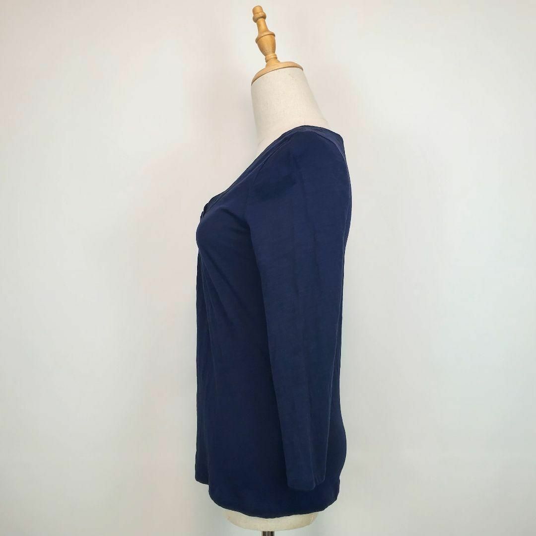 LAURA ASHLEY(ローラアシュレイ)のローラアシュレイ(S)紺色長袖カットソー麻使用 レディースのトップス(Tシャツ(長袖/七分))の商品写真