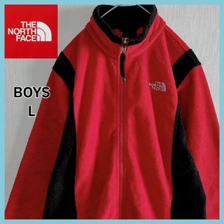 ザノースフェイス(THE NORTH FACE)のノースフェイス　フルジップ　フリースジャケット　赤　黒　Lサイズ　BOYS　長袖(ジャケット/上着)