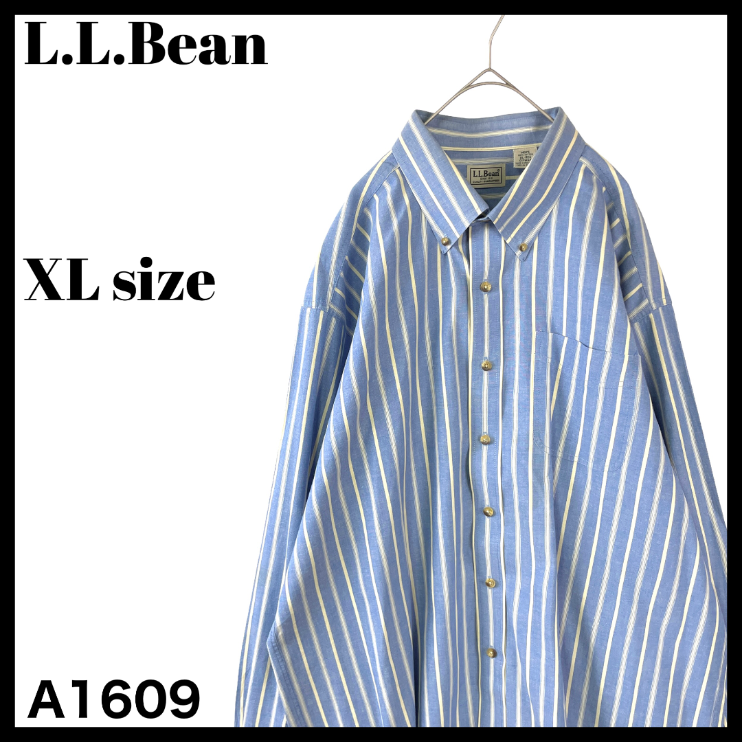 L.L.Bean(エルエルビーン)のエルエルビーン ストライプ 長袖シャツ 青 ブルー US/XL 大きいサイズ メンズのトップス(シャツ)の商品写真