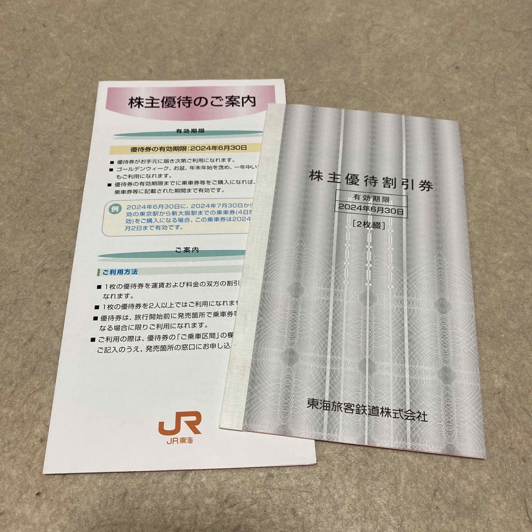 JR(ジェイアール)のJR東海　株主優待割引券2枚つづり チケットの乗車券/交通券(鉄道乗車券)の商品写真