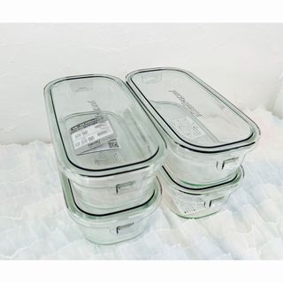 パイレックス(Pyrex)のiwakiイワキ耐熱ガラス保存容器　クールグレー500ml×4(容器)