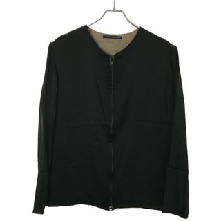 ヨウジヤマモト(Yohji Yamamoto)のYOHJI YAMAMOTO +NOIR ヨウジヤマモト プリュスノアール 09SS ノーカラージップアップ シルクブルゾン ブラック 3 NV-J01-400(ブルゾン)