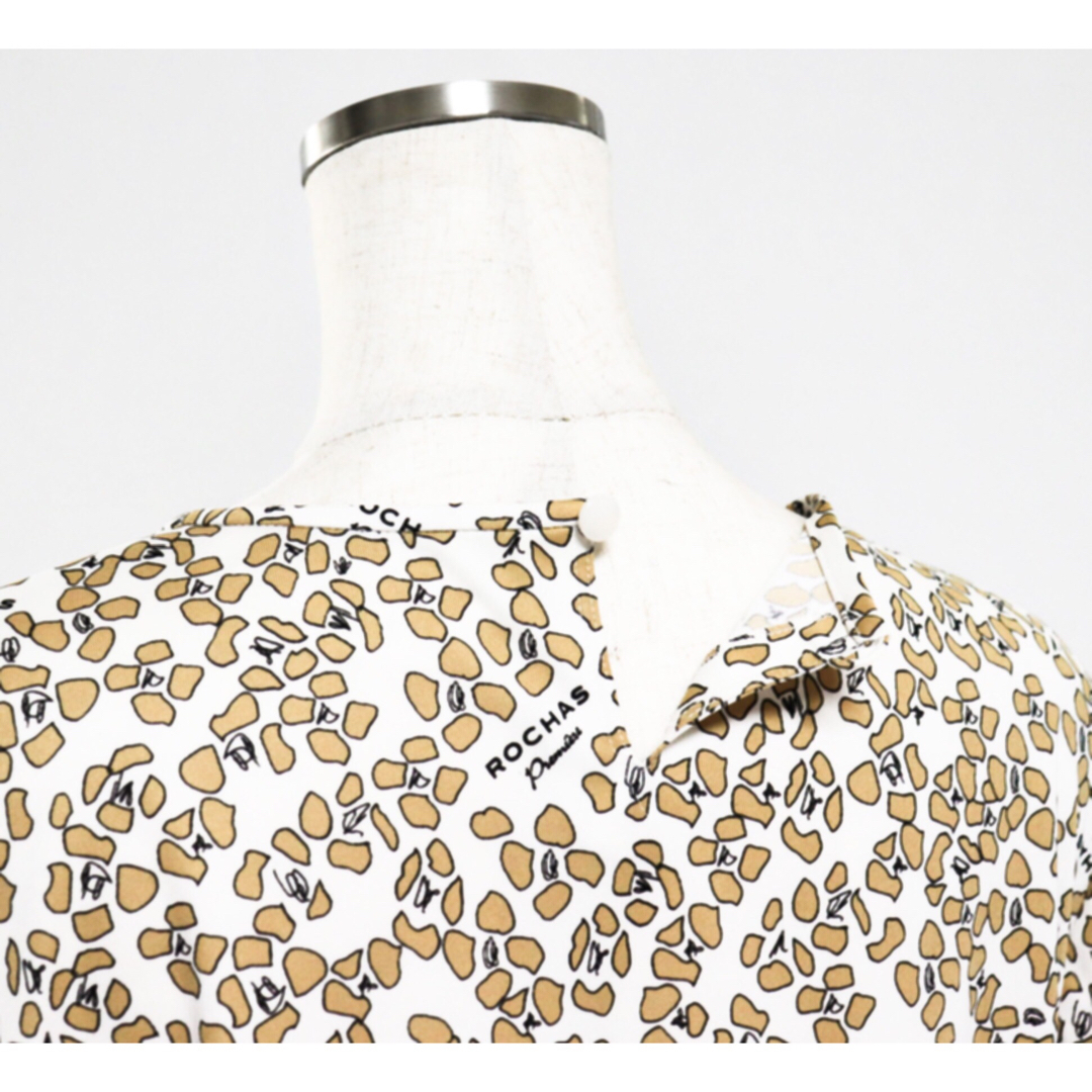 《レリアン ロシャス》新品 とろみ感 小石・ロゴ柄 ブラウス シャツ 9サイズ