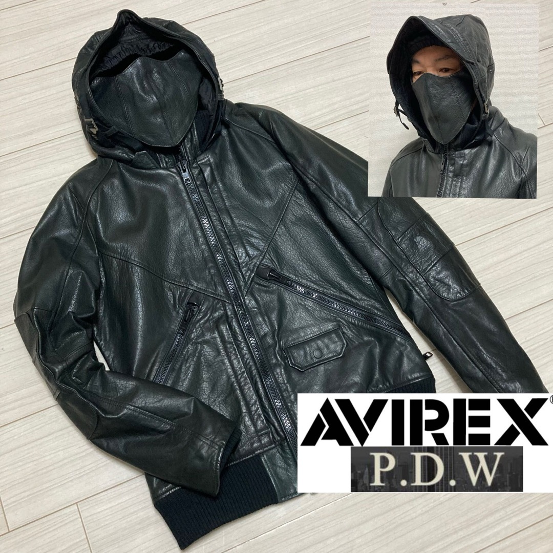 AVIREX(アヴィレックス)の美品■AVIREX P.D.W■レザーマスク付 SWAT レザージャケット L メンズのジャケット/アウター(レザージャケット)の商品写真