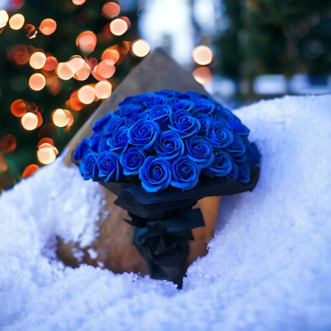 ⑥「サヴォンローズ」 100本　花束　ブルー　バラ　薔薇　プレゼントに！ ハンドメイドのフラワー/ガーデン(その他)の商品写真