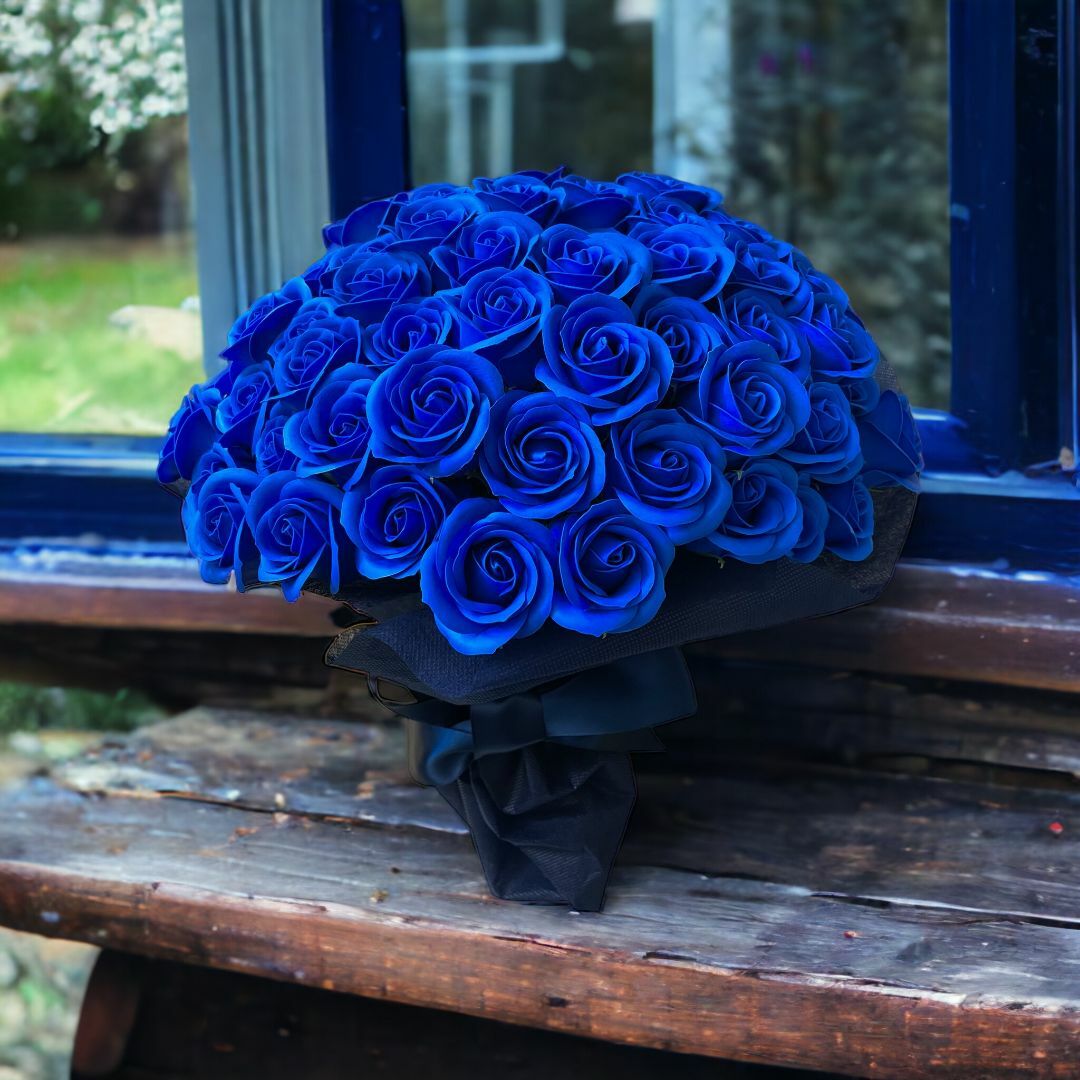 ⑥「サヴォンローズ」 100本　花束　ブルー　バラ　薔薇　プレゼントに！ ハンドメイドのフラワー/ガーデン(その他)の商品写真