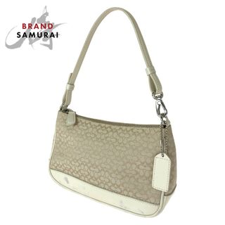 COACH - COACH コーチ ミニシグネチャー ベージュ キャンバス レザー COACH - COACH コーチ ミニシグネチャー ベージュ キャンバス レザー