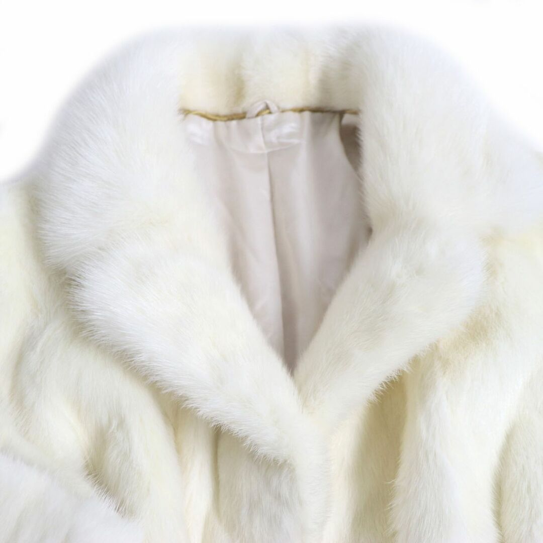 毛並み極美品▽MINK パールホワイトミンク 本毛皮コート オフホワイト