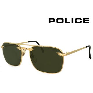 ポリス(POLICE)の【未使用品】 ポリス 2147-005 ヴィンテージ サングラス police レトロ 訳あり メンズ Sサイズ スクエア ツーブリッジ UVカット(サングラス/メガネ)