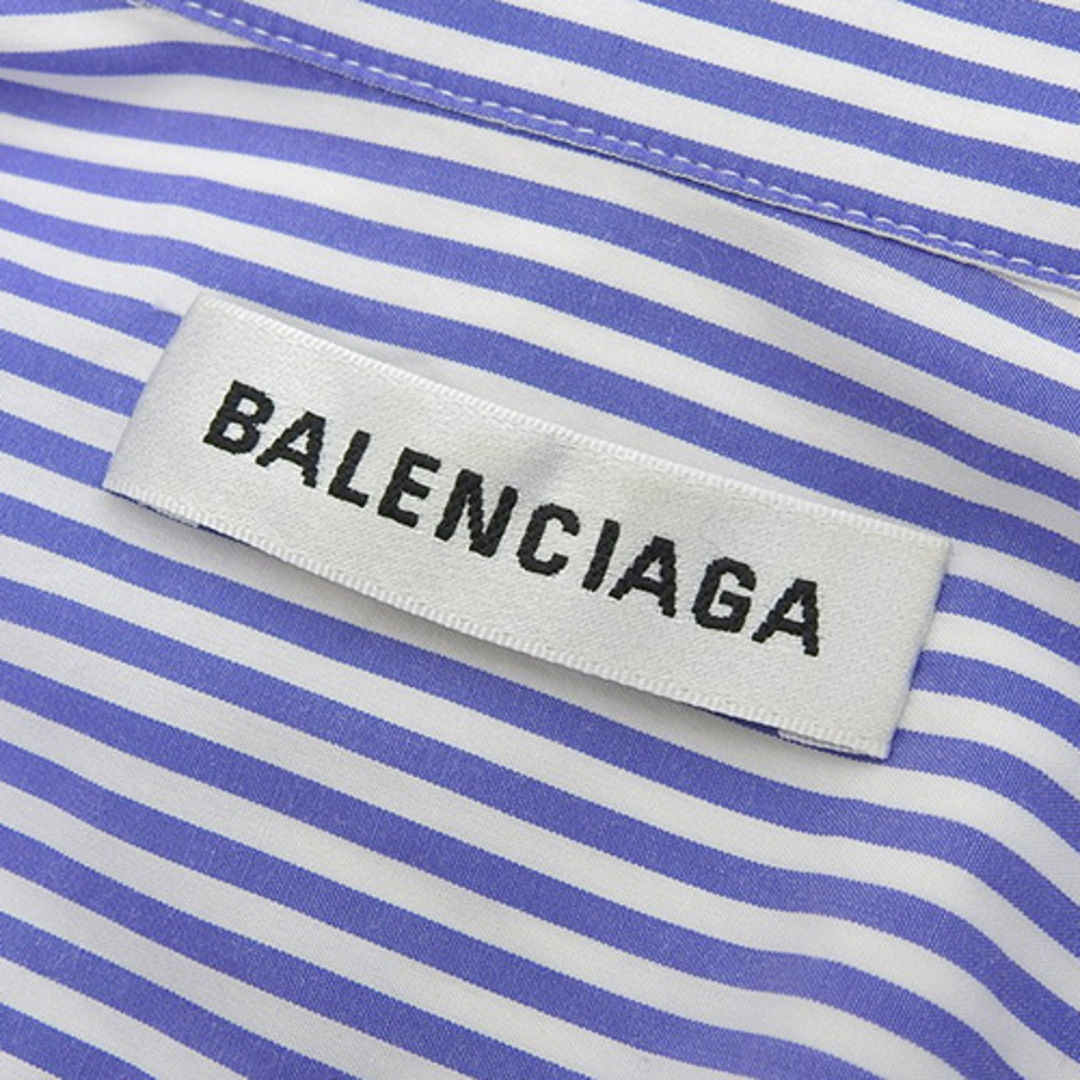 Balenciaga(バレンシアガ)のBALENCIAGA(バレンシアガ) ストライプ 長袖 シャツ トップス ファッション アパレル 衣類 コットン ブルー青 ホワイト白シロ 518189 レディース 40802075552【中古】【アラモード】 レディースのトップス(シャツ/ブラウス(長袖/七分))の商品写真