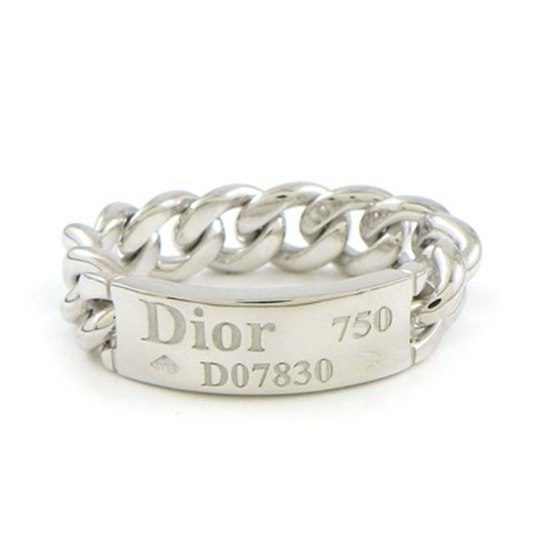Christian Dior(クリスチャンディオール)のクリスチャンディオール Christian Dior リング ゴルメット チェーン プレート K18WG 11号 / #52 【中古】 レディースのアクセサリー(リング(指輪))の商品写真