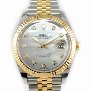 ロレックス(ROLEX)のロレックス Rolex 腕時計 オイスター パーペチュアル デイトジャスト 41 126333NG ランダムシリアル 10ポイント ダイヤモンド インデックス ホワイトシェル文字盤 フルーテッドベゼル ジュビリーブレス オイスタースチール SS K18YG 自動巻き 【箱・保付き】 【中古】(腕時計(アナログ))