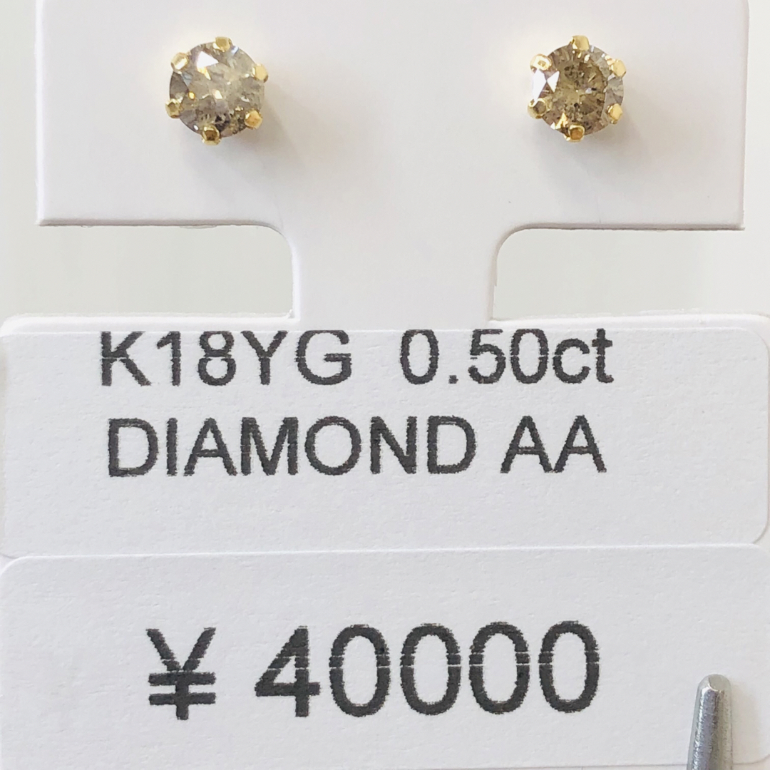 DE-24169 K18YG ピアス ダイヤモンド 0.50ct約42mm地金