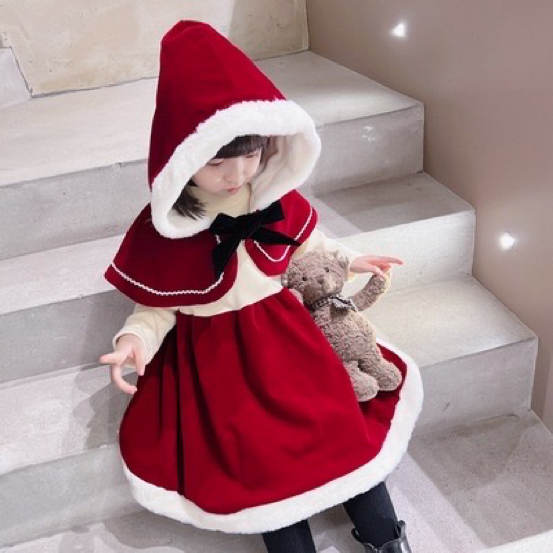 110 サンタ 女の子 クリスマス ポンチョ キッズ 子供服の通販 by