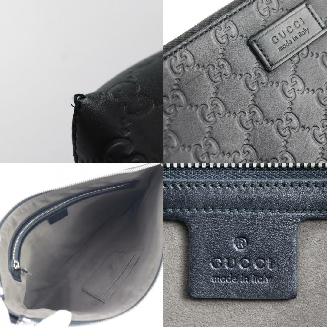 Gucci(グッチ)のGUCCI グッチ グッチシマ  ショルダーバッグ 473882 レザー   ブラック シルバー金具  2WAY セカンドバッグ ポーチ 【本物保証】 メンズのバッグ(ショルダーバッグ)の商品写真