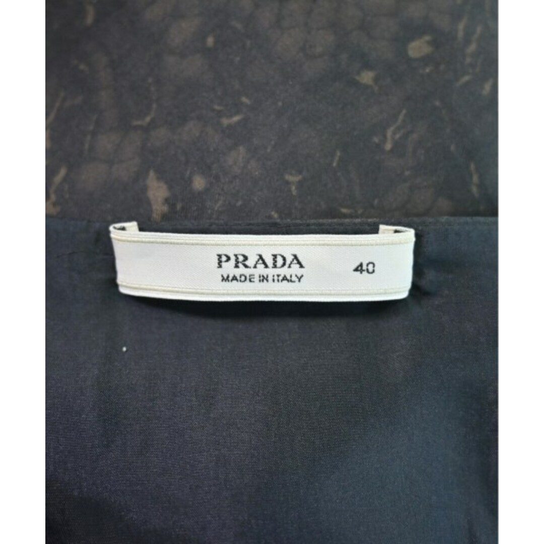 PRADA(プラダ)のPRADA プラダ ワンピース 40(M位) 黒系x茶x白等(総柄) 【古着】【中古】 レディースのワンピース(ひざ丈ワンピース)の商品写真