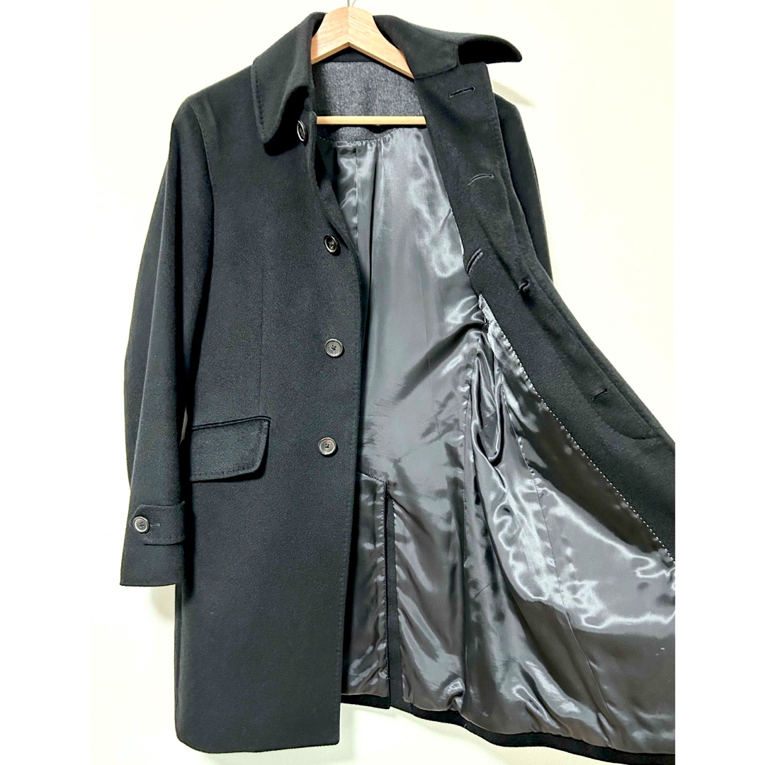 HILTON TIME(ヒルトンタイム)のヒルトン M カシミヤ100% ロングコート ステンカラー 黒 ブラック メンズ メンズのジャケット/アウター(ステンカラーコート)の商品写真