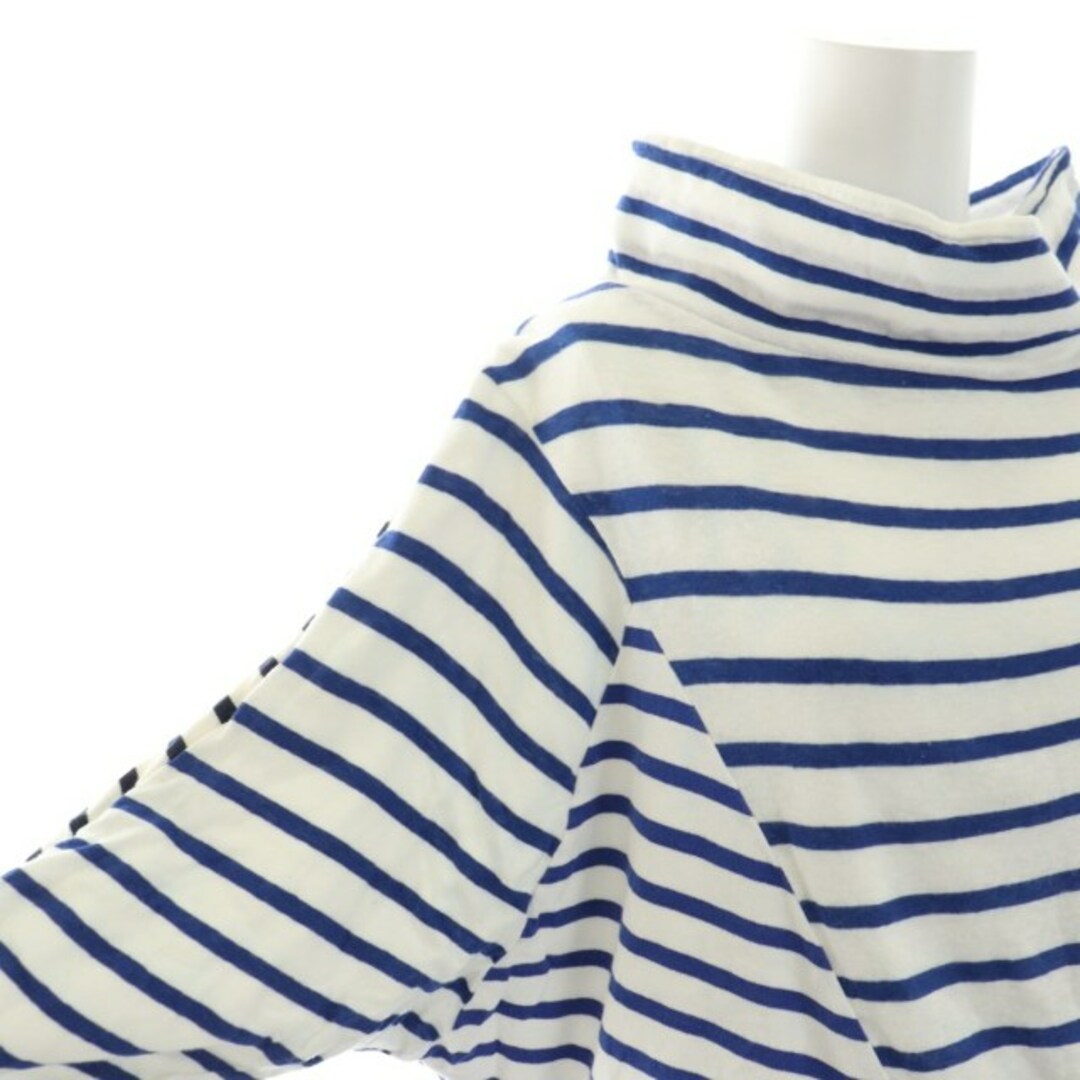 KAPITAL(キャピタル)のキャピタル ロンT カットソー ハイネック 長袖 ボーダー柄 1 S 白 青 紺 レディースのトップス(Tシャツ(長袖/七分))の商品写真