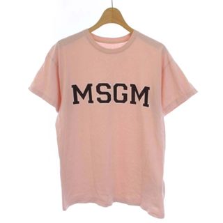 エムエスジイエム(MSGM)のMSGM Tシャツ カットソー クルーネック ロゴ 半袖 XS ピンク(Tシャツ/カットソー(半袖/袖なし))