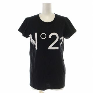 ヌメロヴェントゥーノ(N°21)のN°21 Tシャツ カットソー ロゴ プリント 半袖 クルーネック 40 S 黒(Tシャツ(半袖/袖なし))