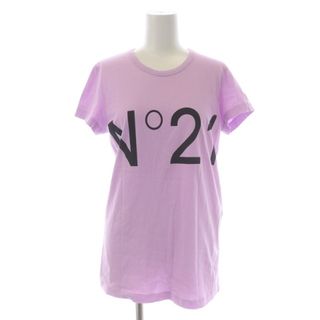 ヌメロヴェントゥーノ(N°21)のヌメロヴェントゥーノ N°21 Tシャツ クルーネック 半袖 ロゴ L 紫 黒(Tシャツ(半袖/袖なし))