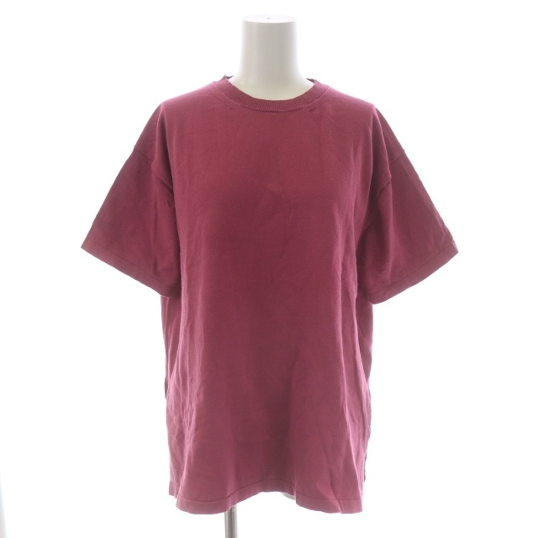 Mila Owen(ミラオーウェン)のミラオーウェン Tシャツ カットソー クルーネック 半袖 スリット S ボルドー レディースのトップス(Tシャツ(半袖/袖なし))の商品写真