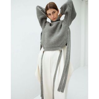 トゥデイフル(TODAYFUL)のLEINWANDE ラインヴァンド Wool Tie Knit Top グレー(ニット/セーター)