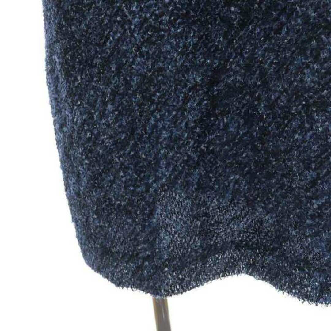 M'S GRACY(エムズグレイシー)のエムズグレイシー パフスリーブ ツイード ワンピース ひざ丈 半袖 38 紺 レディースのワンピース(ひざ丈ワンピース)の商品写真