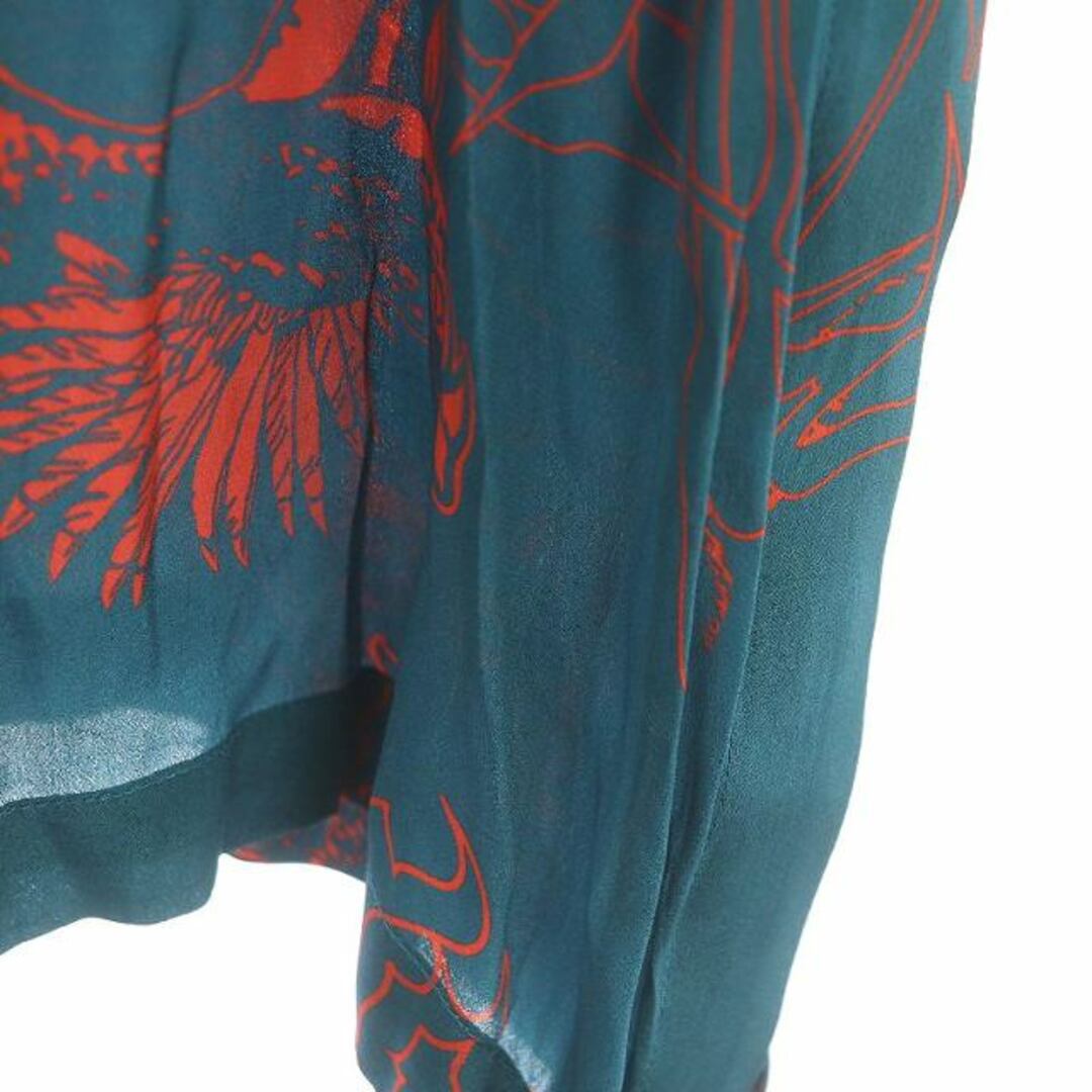 DIESEL(ディーゼル)のディーゼル ギャザーロングスカート 総柄 スリット XXS 緑 赤 グリーン レディースのスカート(ロングスカート)の商品写真
