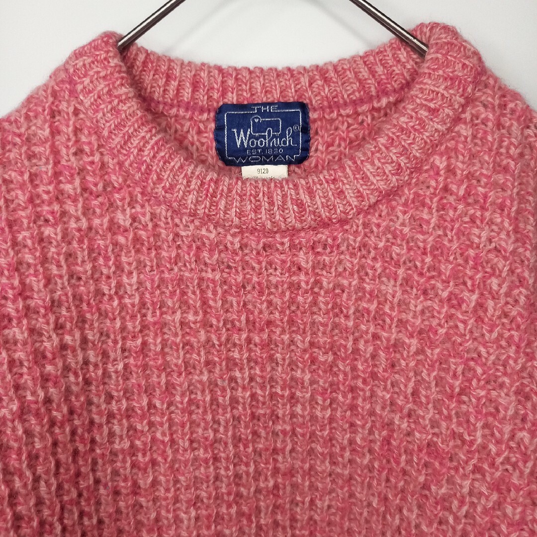 WOOLRICH(ウールリッチ)の90s　ウールリッチ　ニット　セーター　無地　ローゲージ　厚手　ピンク　XL レディースのトップス(ニット/セーター)の商品写真
